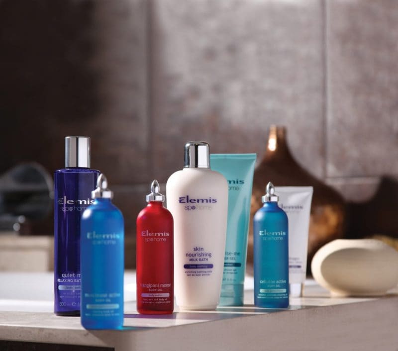 Elemis spa products, bath milk and body oils