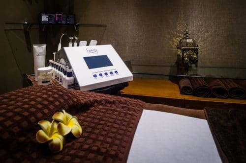 Spa bed with flowers and ELEMIS machine